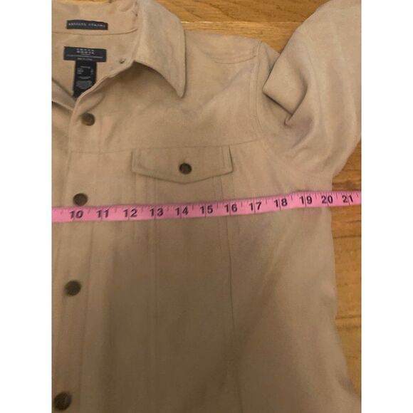 Crazy Horse, Liz Claiborne, tan button up long sleeve collared jacket size PL - Picture 7 of 8